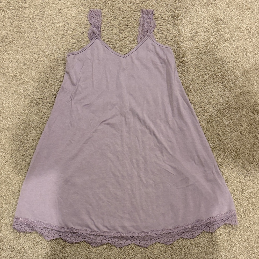 Lace-Trim V-Neck Nightdress in Lavender
